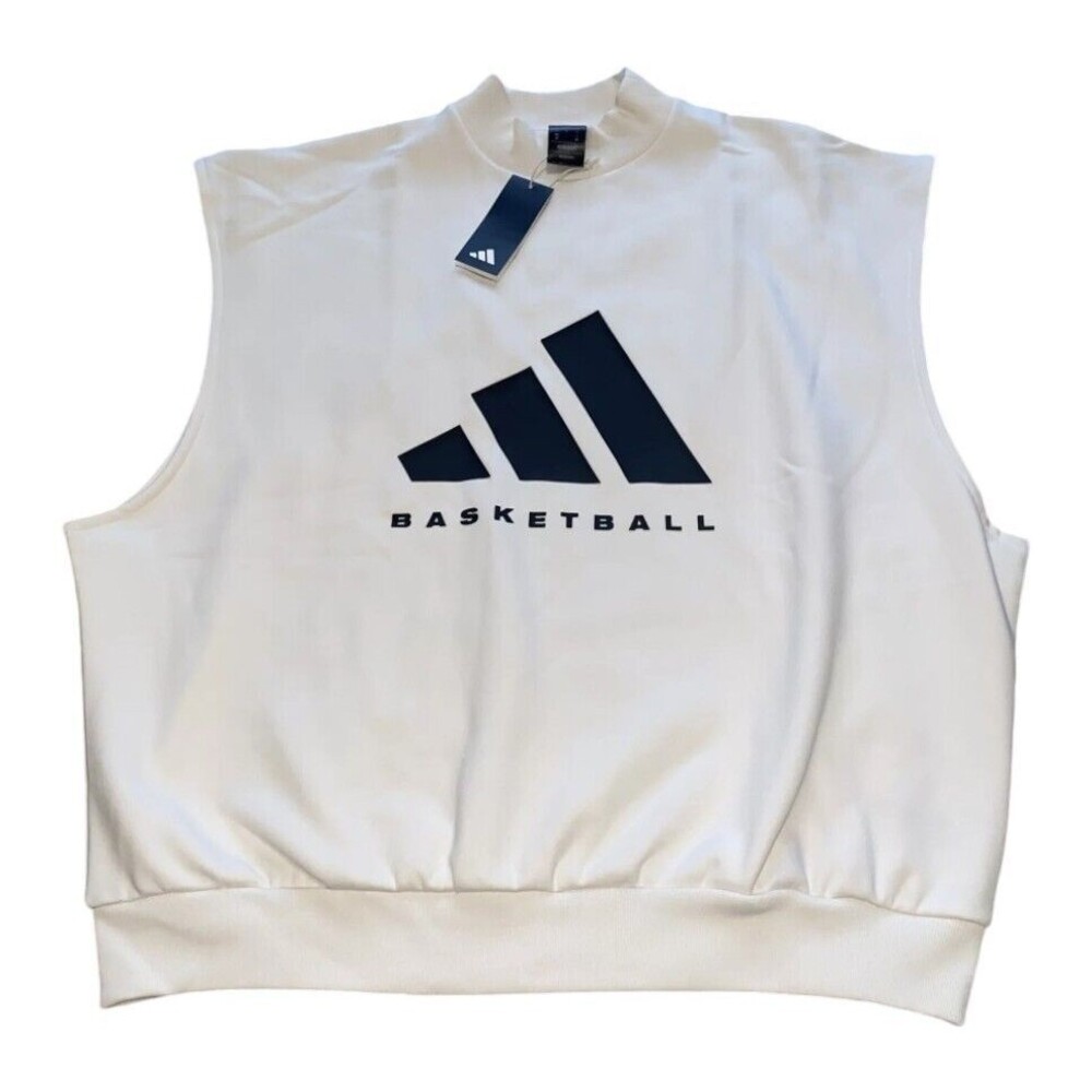 Adidas ONE size XL Sleeveless Oversized Basketball Sweatshirt Cloud White IA3417